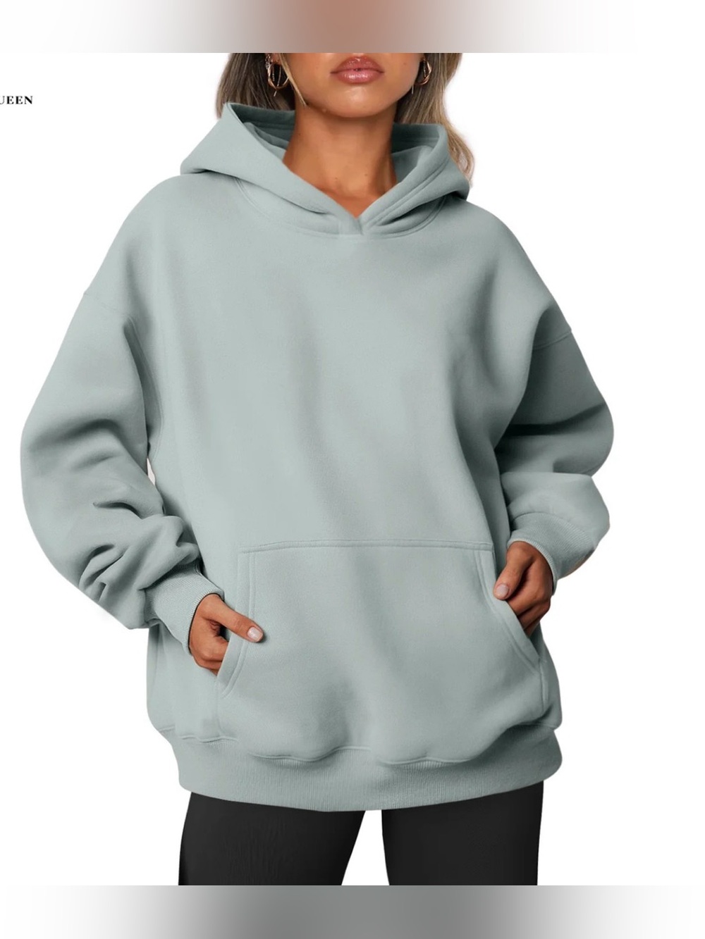 Trendy Queen Womens Oversized Hoodie in a light mint size MEDIUM